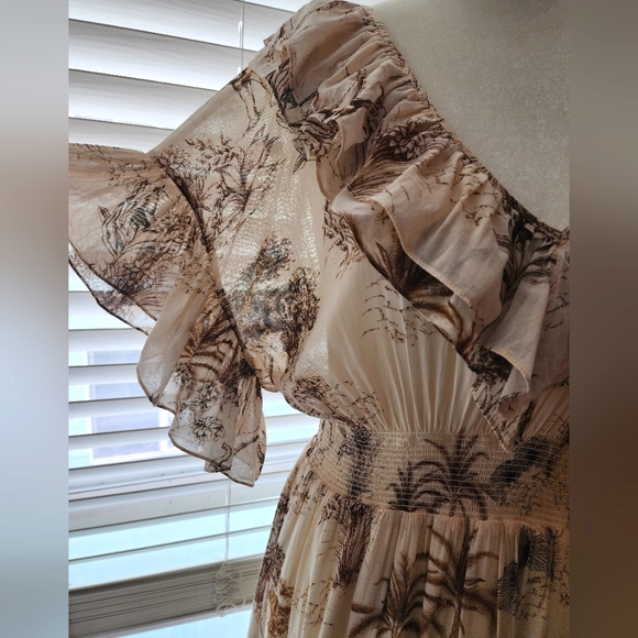 Sandro Ruffled Gauze Dress Sz.M - Picture 6 of 10